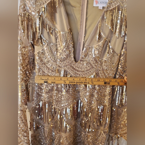 L'atiste By Amy Gold Sequin Prom Dress Birthday Dress - Picture 7 of 11